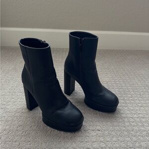 Forever 21 Black Platform Heeled Boots